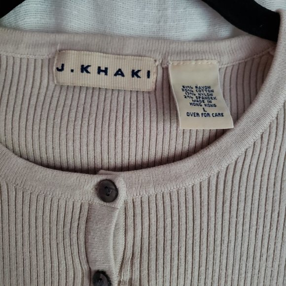 J. Khaki | Button Rib Mini Ruffle Short Sleeve Top - Picture 5 of 6